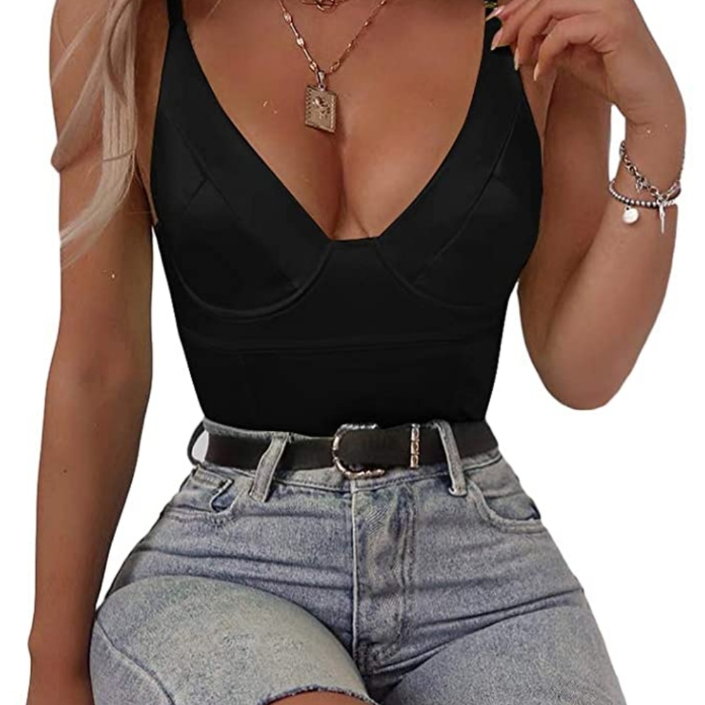 Shiny Thong Bodysuit Tank Top